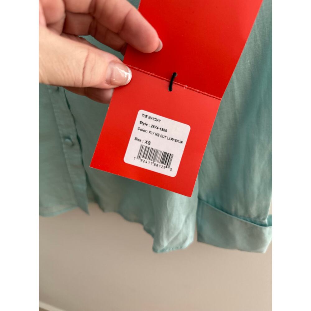 MOTHER x Chloe Fineman The Mayday Shirt Women's Size XS Fly Me Out Larkspur - Picture 4 of 7